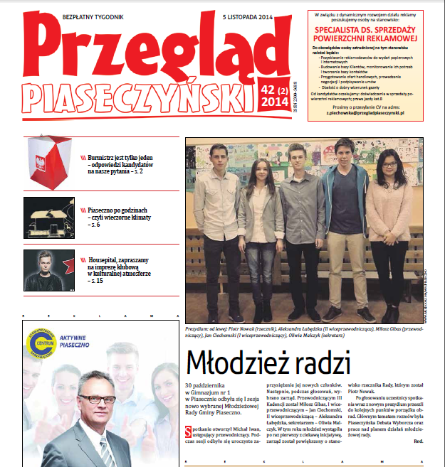 5.11.2014 - "Młodzież Radzi" - artykuł o pierwszej sesji trzeciej kadencji 
